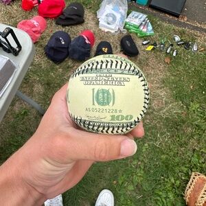 Novelty Baseball with Dollar Bill Design